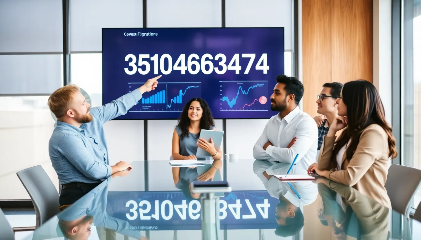 diverse professionals discussing data in a modern conference room.
